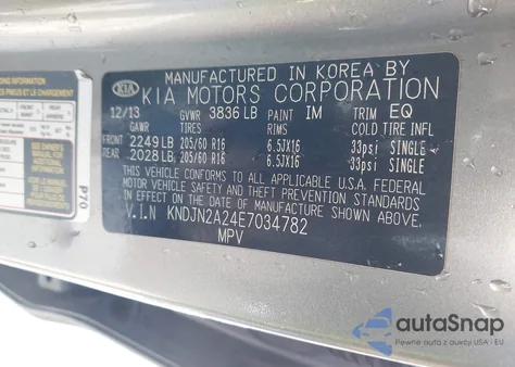 2014 Kia Soul z USA, uszkodzony, nr VIN KNDJN2A24E7034782